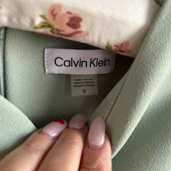 NWOT Calvin Klein Green Bow Sheath Dress - Picture 4 of 5